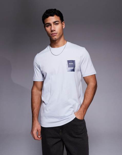 BOSS Orange – Teplain – Grå t-shirt med logga på bröstet - view 1