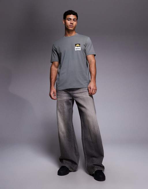 BOSS Orange – Teplain – T-Shirt in Dunkelgrau mit Logo auf der Brust, 2 von 5