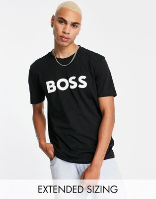 BOSS Orange Thinking 1 large logo t-shirt in black - ASOS Price Checker
