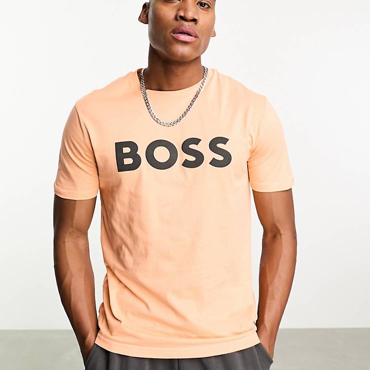 BOSS Orange 1 logo t-shirt in pastel orange ASOS