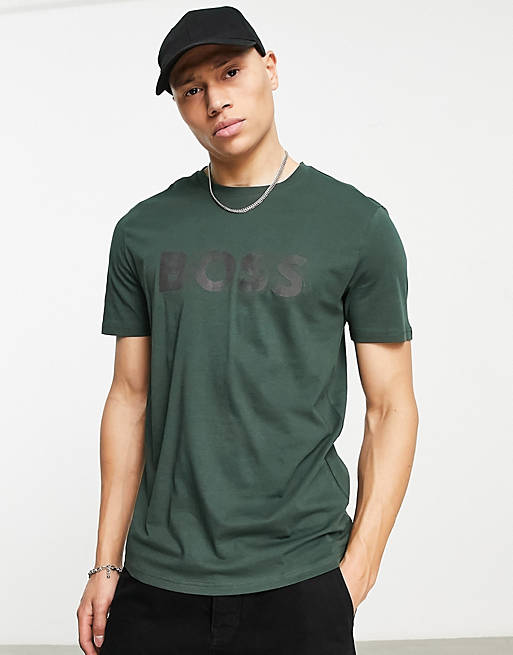 Boss Orange Thinking 1 Logo T-Shirt In Green | Asos