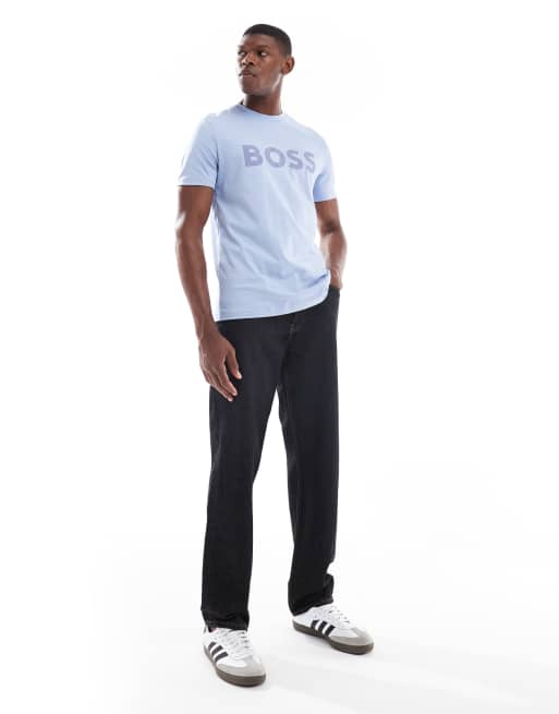 Boss Orange Thinking chest logo t-shirt in blue, 2 of 5
