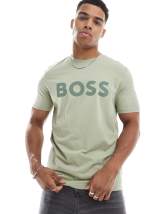 BOSS GREEN コットンジャージー TAPE LOGO ロゴ 半袖 Tシャツ BOSS Green Tape Logo t-shirt regular fit in black | ASOS