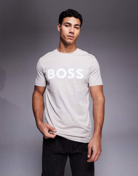 BOSS Orange thinking chest logo t-shirt in grey - view 1