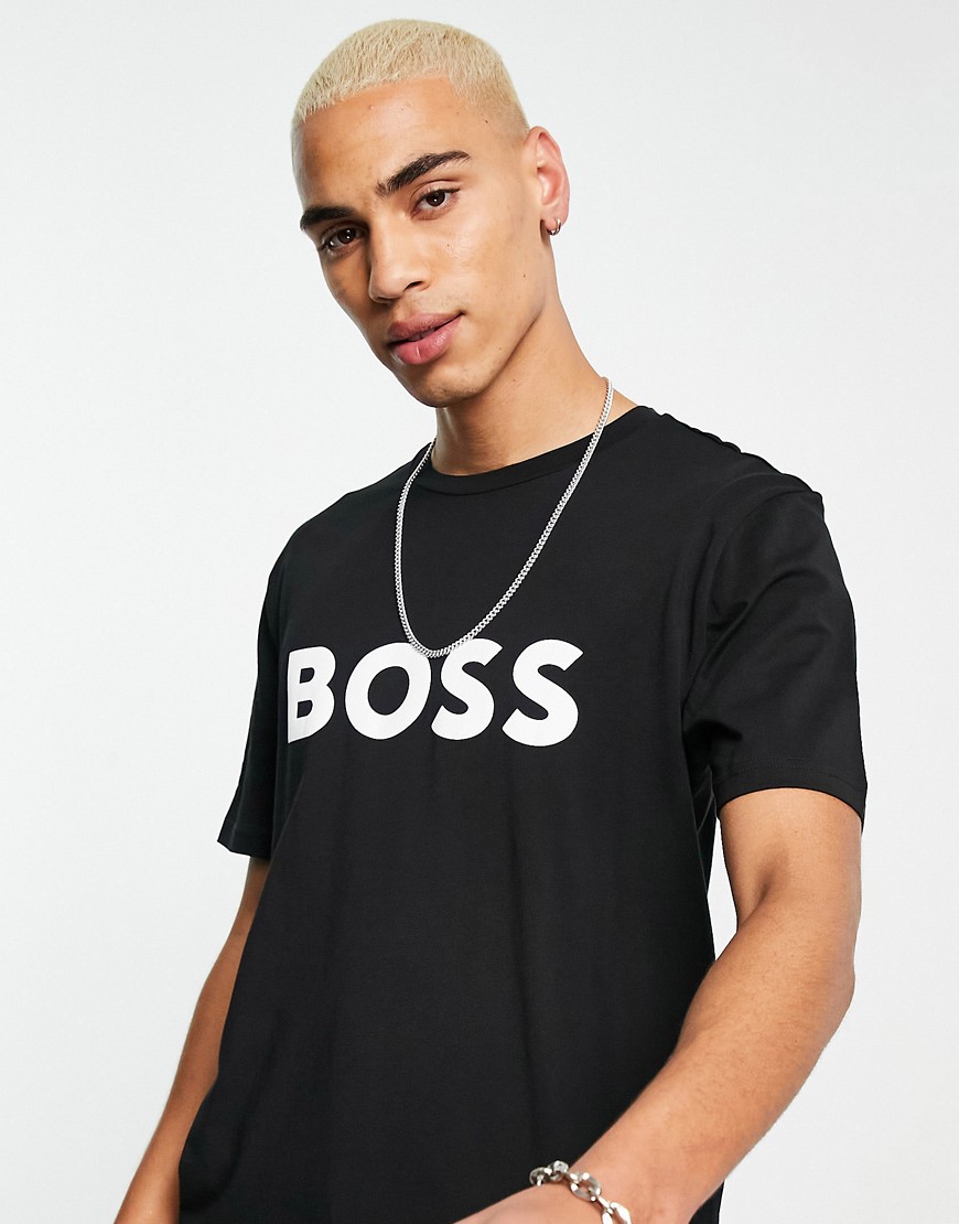 BOSS Orange Thinking logo t-shirt in black