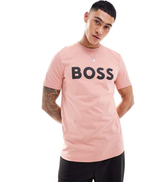 BOSS Orange Thinking logo t-shirt in open pink