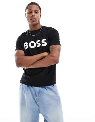 BOSS Orange BOSS Orange thinking t-shirt in black with white logo