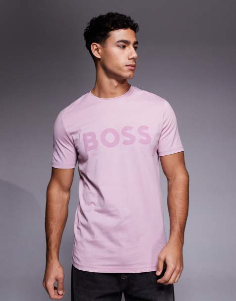 BOSS Orange – Thinking – T-Shirt in Helllila mit Logo auf der Brust - view 1