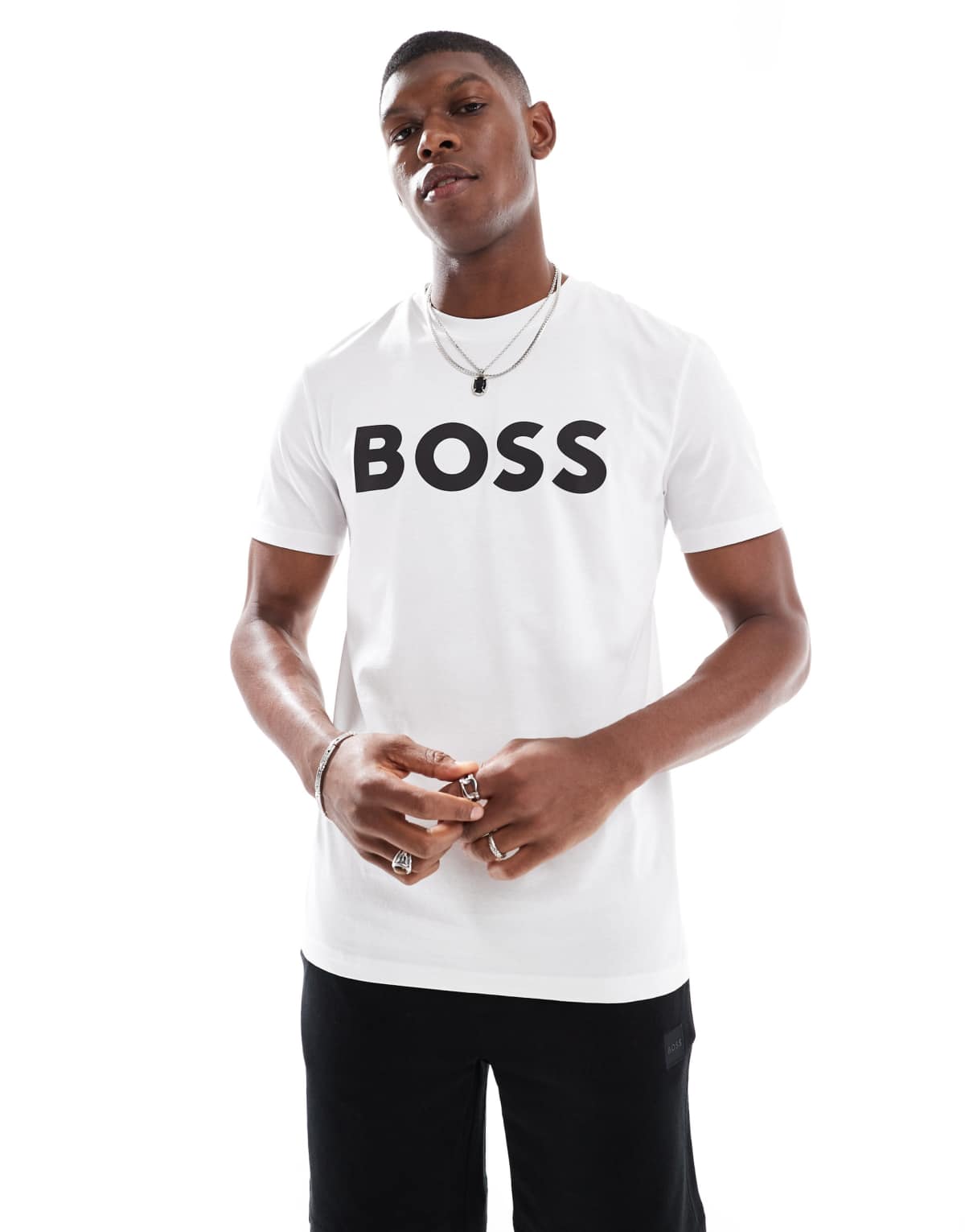 BOSS Orange thinking t-shirt in white with logo print