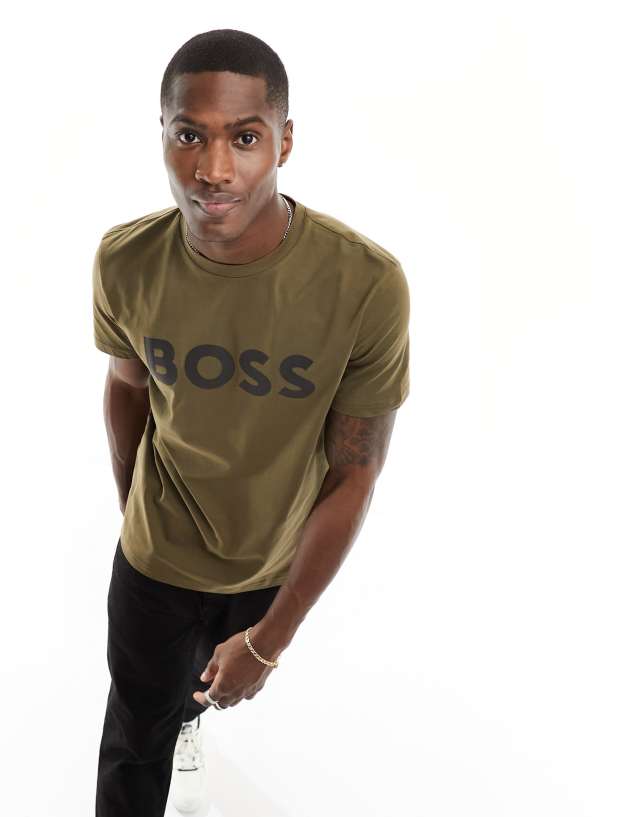 BOSS Orange - thinking1 logo tee in khaki