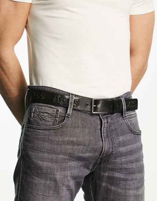 BOSS Orange - Tint - Riem met logoprint in zwart