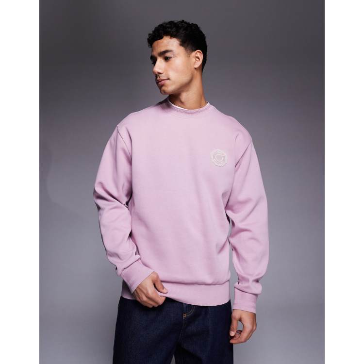 BOSS Orange varsity chest logo knit sweater in pink | ASOS