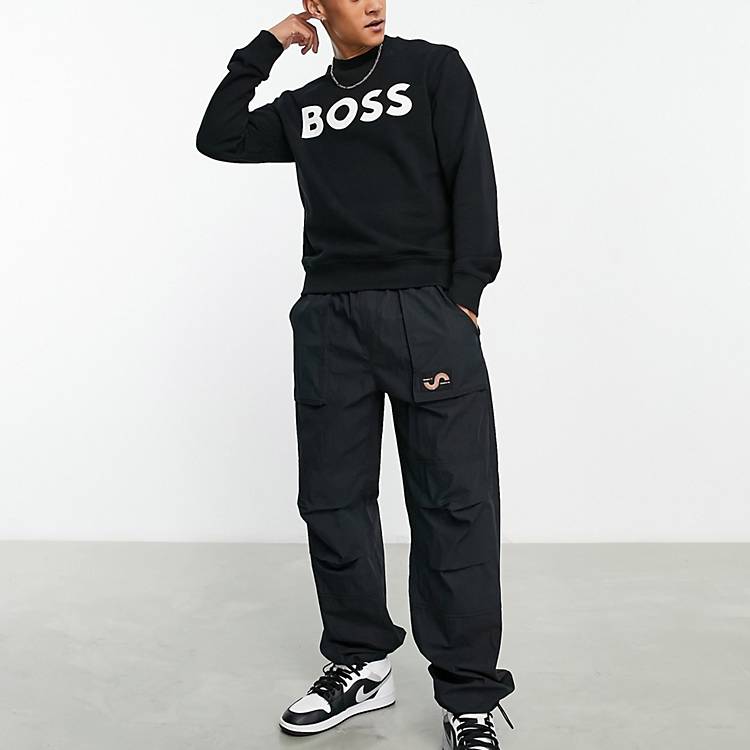 large Orange relaxed WeBasicCrew BOSS black fit in ASOS | logo sweatshirt