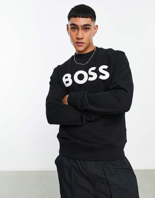 BOSS ASOS fit black in Orange large logo WeBasicCrew relaxed | sweatshirt