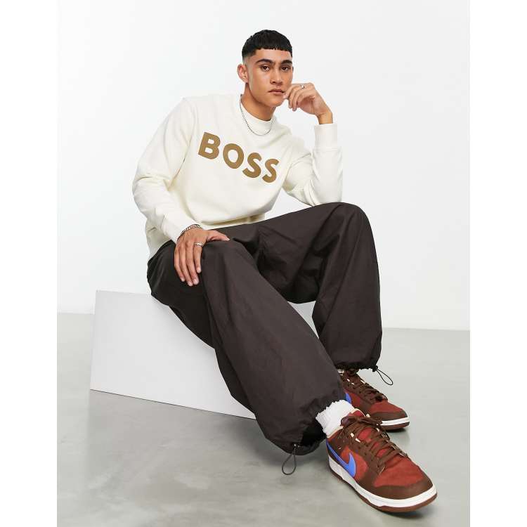 BOSS Orange WeBasicCrew large logo relaxed in beige |