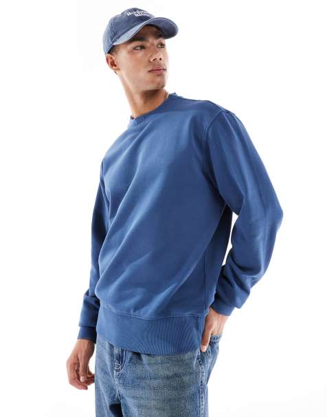BOSS Orange We_Dye neck logo relaxed fit sweatshirt in dark blue - view 1