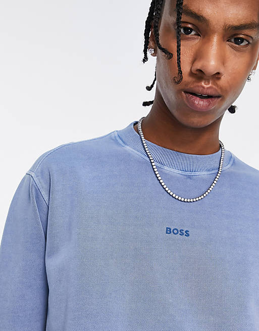 BOSS Orange Wefade regular fit sweatshirt in blue | ASOS