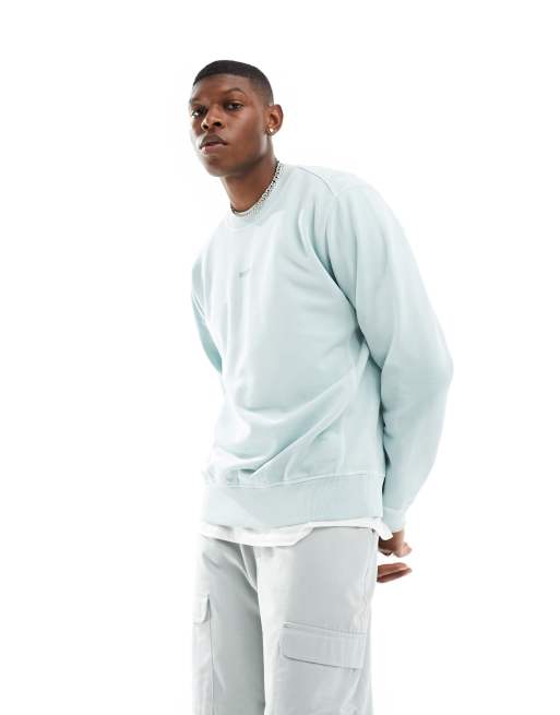 BOSS Orange Wefade tonal logo sweatshirt in aqua blue | ASOS