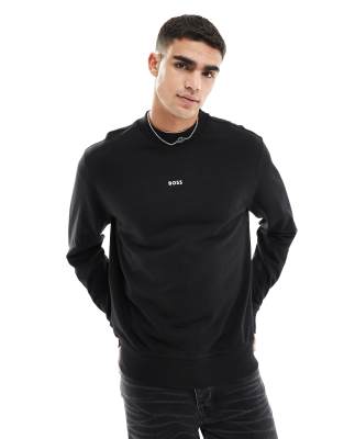 Buy BOSS Orange Wesmall logo crewneck sweatshirt in black in Dominica discount voucher