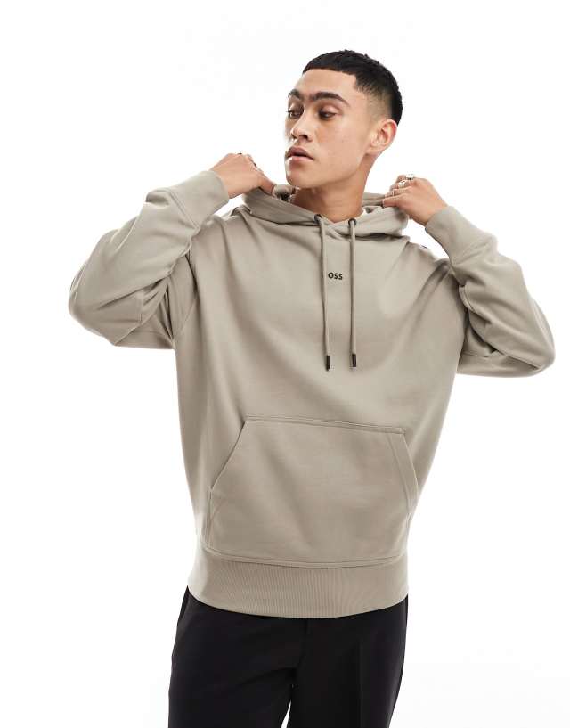 BOSS Orange - wesmall logo hoodie in beige