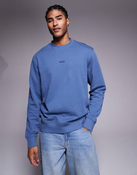 BOSS Orange - WeSmall - Marineblå og afslappet sweatshirt med rund hals og centralt logo - view 1