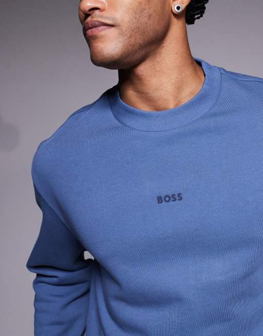 BOSS Orange - WeSmall - Marineblå og afslappet sweatshirt med rund hals og centralt logo, 5 af 5