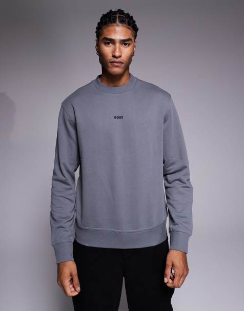 BOSS Orange - WeSmall - Mørkegrå og afslappet sweatshirt med rund hals og centralt logo - view 1