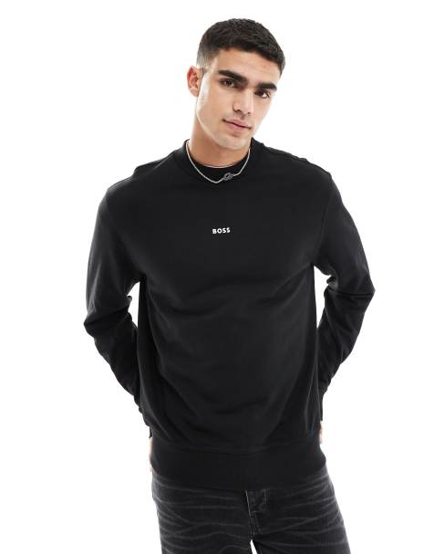 BOSS Orange – Wesmall – Sweatshirt in Schwarz mit Rundhalsausschnitt und Logo - view 1