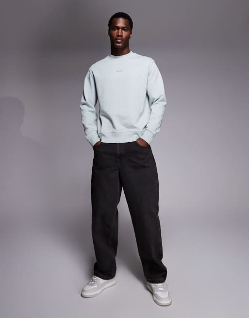 BOSS Orange - Wesmall - Sweatshirt met ronde hals en logo in dezelfde tint in grijs, 2 van 5