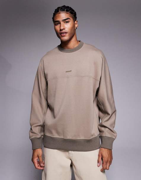 BOSS Orange WeSmallcrew central logo sweatshirt relaxed fit in mid green - view 1
