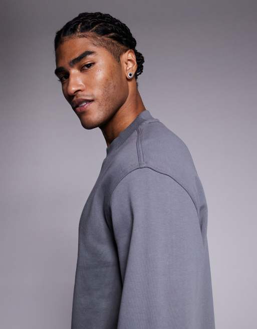 BOSS Orange - WeSmallcrew - Ruimvallend sweatshirt met logo in het midden in donkergrijs, 4 van 5