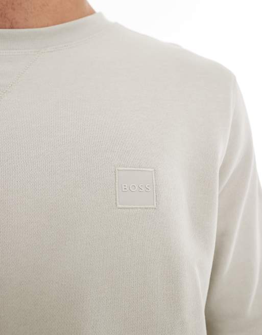 BOSS Orange - Westart - Felpa taglio comodo beige con logo squadrato, 4 di 4