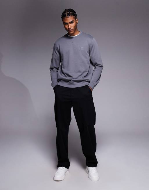 Boss Orange Westart small logo sweatshirt in mid green, 2 of 5