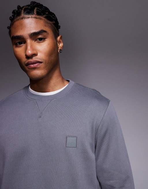 Boss Orange Westart small logo sweatshirt in mid green, 5 of 5