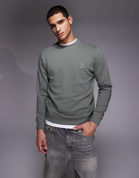 BOSS Orange - Westart - Sweatshirt met klein logo in dezelfde tint in grijs - view 1