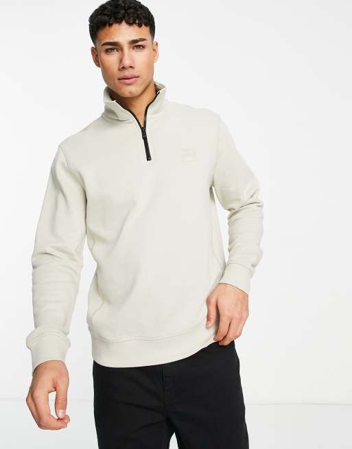 BOSS Orange - Zetrust - Felpa color pietra con zip corta