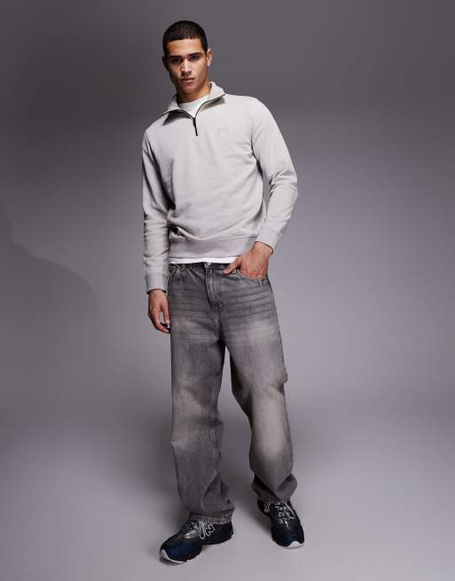BOSS Orange zetrust half zip sweatshirt in grey, 2 of 5