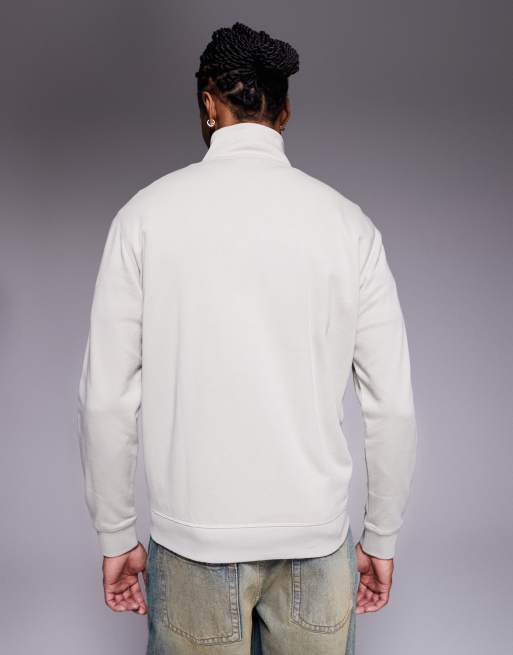 BOSS Orange - Zetrust - Sweatshirt met ton-sur-ton logo en korte rits in lichtbeige, 3 van 5