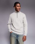 [BOSS Orange] BOSS Orange zetrust tonal logo half zip sweatshirt in light beige-Neutral L Light Beige