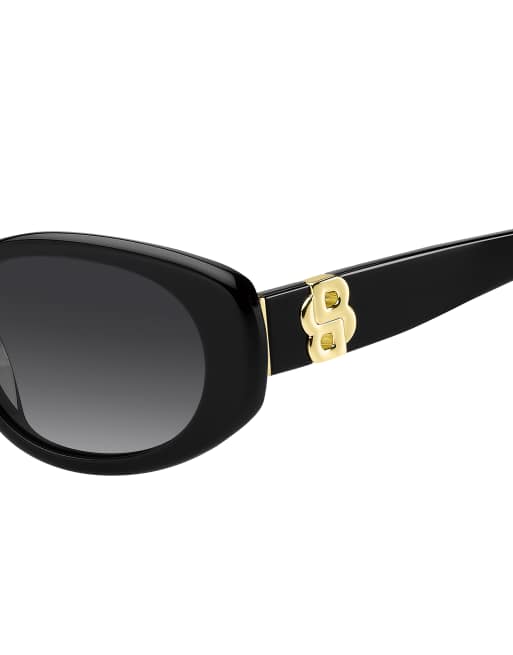 Boss oval sunglasses in black , 2 of 4