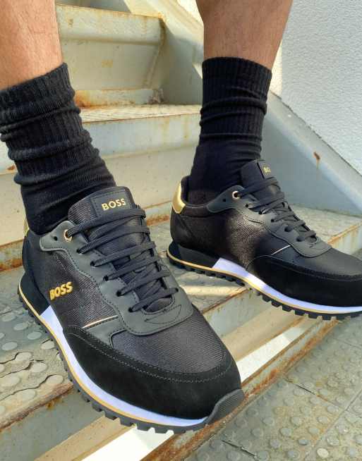 BOSS - Parkour Run - Sorte/guldfarvede sneakers