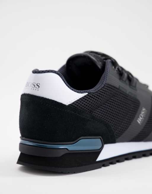 BOSS Parkour leather mesh sneakers black | ASOS