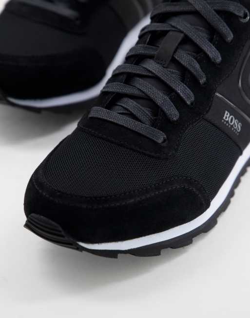 BOSS Parkour Runn leather sneakers in black