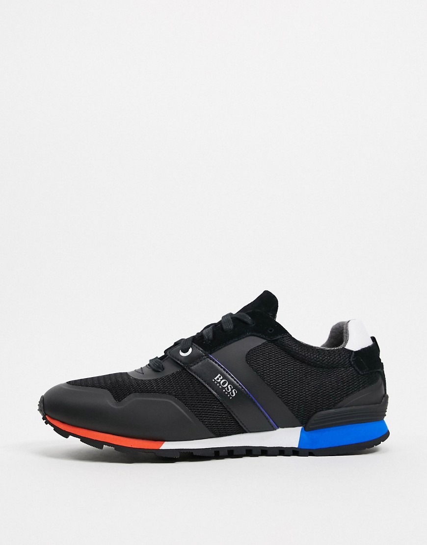 BOSS - Parkour Runn - Sneakers met gekleurde zool in zwart