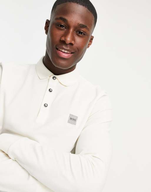 Hugo boss long sleeve polo clearance white