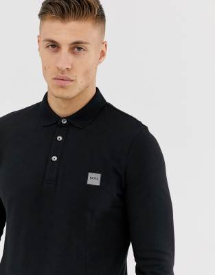 Hugo Boss Boss Passerby Slim Fit Long Sleeve Logo Polo In Black | ModeSens