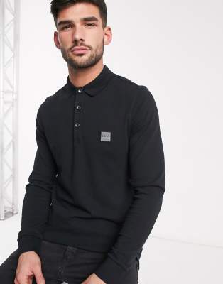 black long sleeve hugo boss polo