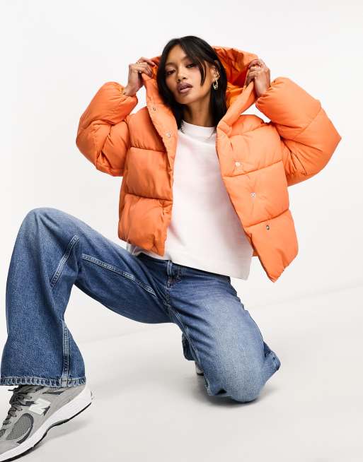 Ladies orange cheap puffer jacket