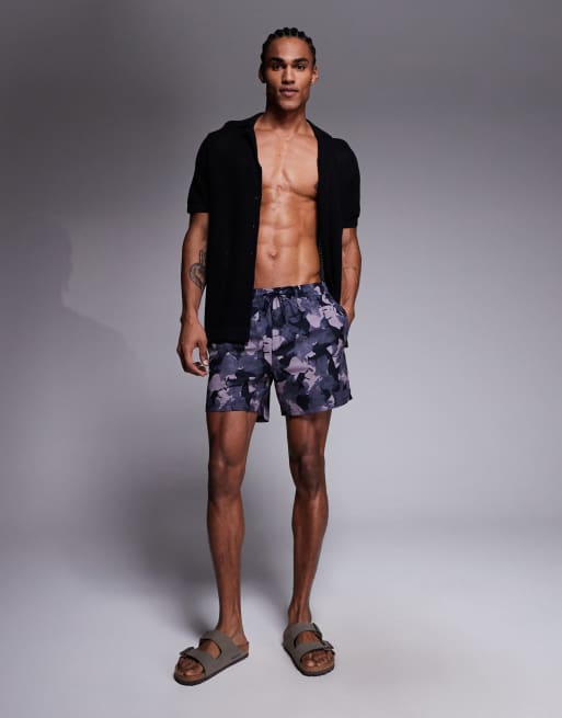 Boss Pike leaf print swim shorts in navy, 2 of 5