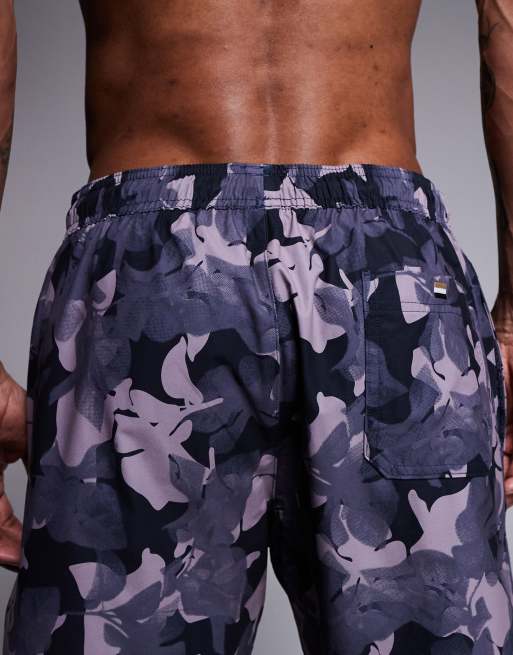 Boss Pike leaf print swim shorts in navy, 4 of 5